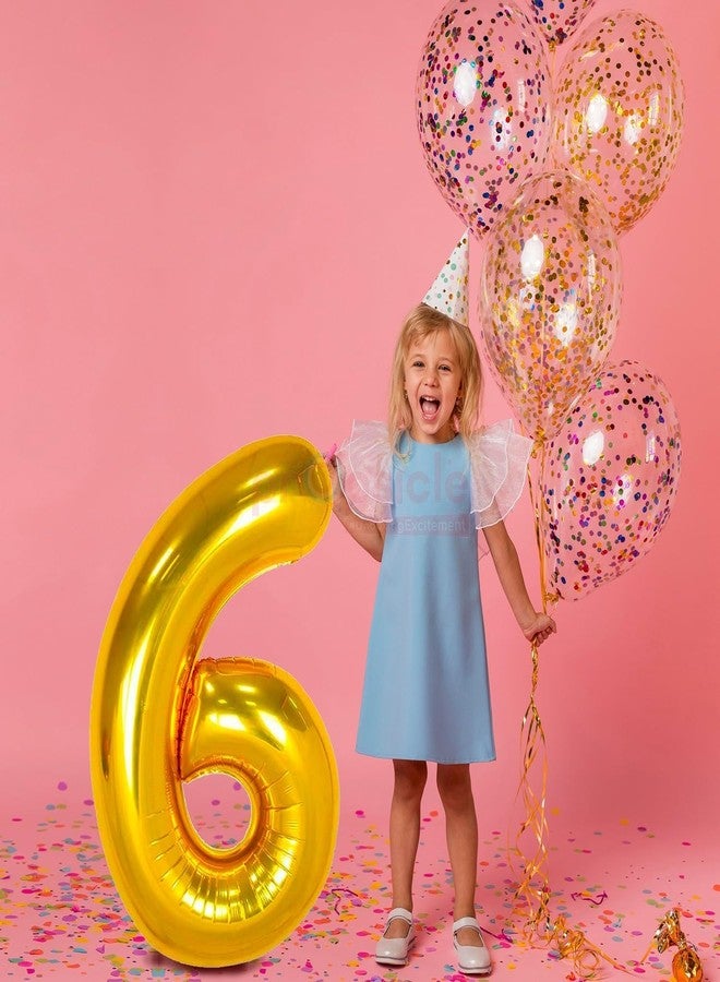 بروبسيكل بالون هيليوم ذهبي اللون من بروبسيكل، مقاس 32 بوصة، على شكل الرقم 6، لتزيين حفلات أعياد الميلاد | بالونات على شكل الرقم 6، للاحتفال بعيد الميلاد/الذكرى السنوية | الرقم 6 - Image 5